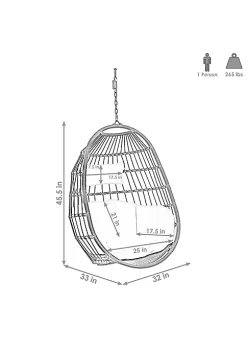 Cheapest 🎉 Black Resin Wicker Hanging Egg Chair with Cushions - Cream by Sunnydaze Decor 💯 -Sunnydaze Decor Shop Belk 4544