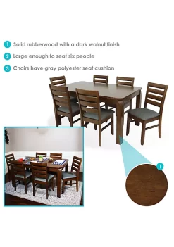Promo 💯 Dorian 7-Piece Wooden Dining Table and Chairs Set - Dark Walnut by Sunnydaze Decor 💯 -Sunnydaze Decor Shop Belk 455