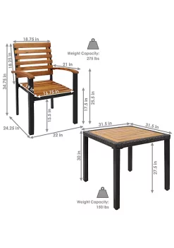 Best Sale ❤️ Julian Acacia Wood and Resin Rattan 3-Piece Patio Dining Set by Sunnydaze Decor 🎉 -Sunnydaze Decor Shop Belk 4550