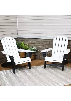 Wholesale 🧨 Sunnydaze All-Weather White/Black Adirondack Chair with Drink Holder - Set of 2 by Sunnydaze Decor ✨ -Sunnydaze Decor Shop Belk 4556