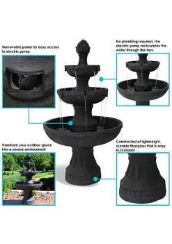 Brand new 👏 Flower Blossom Resin Outdoor 3-Tier Fountain - Black by Sunnydaze Decor 🔥 -Sunnydaze Decor Shop Belk 4559