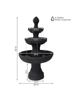 Brand new 👏 Flower Blossom Resin Outdoor 3-Tier Fountain - Black by Sunnydaze Decor 🔥 -Sunnydaze Decor Shop Belk 4560