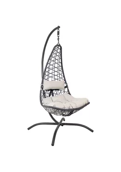 Outlet 🤩 Resin Wicker Lounge Chair with Steel Stand and Cushions - Gray by Sunnydaze Decor ❤️ -Sunnydaze Decor Shop Belk 4563