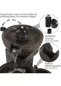 Best deal 🛒 3-Tier Polyresin Burning Bowls Fire and Water Fountain - 34 in by Sunnydaze Decor 👍 -Sunnydaze Decor Shop Belk 4571