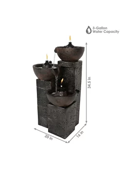 Best deal 🛒 3-Tier Polyresin Burning Bowls Fire and Water Fountain - 34 in by Sunnydaze Decor 👍 -Sunnydaze Decor Shop Belk 4572