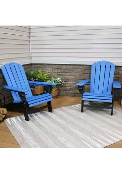 Outlet 💯 Sunnydaze All-Weather Blue/Black Adirondack Chair with Drink Holder - Set of 2 by Sunnydaze Decor 🛒 -Sunnydaze Decor Shop Belk 4578