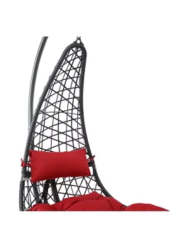 Flash Sale ✨ Resin Wicker Lounge Chair with Steel Stand and Cushions - Red by Sunnydaze Decor 🤩 -Sunnydaze Decor Shop Belk 4581