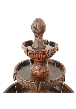 Wholesale 🌟 Flower Blossom Resin Outdoor 3-Tier Fountain - Brown by Sunnydaze Decor 🎁 -Sunnydaze Decor Shop Belk 4587