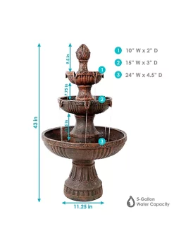 Wholesale 🌟 Flower Blossom Resin Outdoor 3-Tier Fountain - Brown by Sunnydaze Decor 🎁 -Sunnydaze Decor Shop Belk 4589