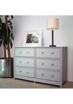 Coupon ✔️ Beadboard Double 👗 Dresser with 6 Drawers - Gray - 31.5 in by Sunnydaze Decor 🎉