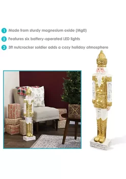 Budget ✨ Roland the Honorable Gold Nutcracker Statue with LEDs by Sunnydaze Decor 🧨 -Sunnydaze Decor Shop Belk 460