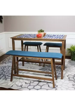 Wholesale 🧨 Arnold 4-Piece Wooden Counter-Height Dining Set - Weathered Oak by Sunnydaze Decor 🛒 -Sunnydaze Decor Shop Belk 4601