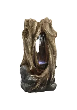 Coupon 🛒 Tree Trunk Dual Waterfall Fountain with LED Lights - 32 in by Sunnydaze Decor 🌟 -Sunnydaze Decor Shop Belk 4603