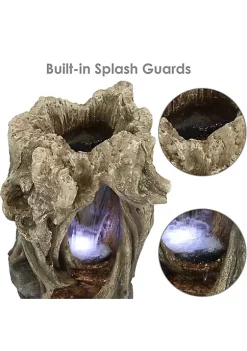 Coupon 🛒 Tree Trunk Dual Waterfall Fountain with LED Lights - 32 in by Sunnydaze Decor 🌟 -Sunnydaze Decor Shop Belk 4605