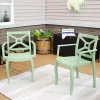 Hot Sale 😍 Tristana Plastic Stackable Patio Armchair - Green - Set of 4 by Sunnydaze Decor ✔️ -Sunnydaze Decor Shop Belk 4613