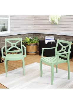 Hot Sale ๐ Tristana Plastic Stackable Patio Armchair - Green - Set of 4 by Sunnydaze Decor โ๏ธ