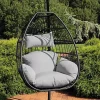 Outlet 😍 Black Resin Wicker Hanging Egg Chair with Cushions - Gray by Sunnydaze Decor ⭐ -Sunnydaze Decor Shop Belk 4619
