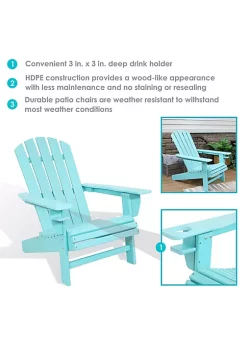 Brand new ✨ Sunnydaze All-Weather Turquoise Outdoor Adirondack Chair with Drink Holder - Set of 2 by Sunnydaze Decor 🎁 -Sunnydaze Decor Shop Belk 4633