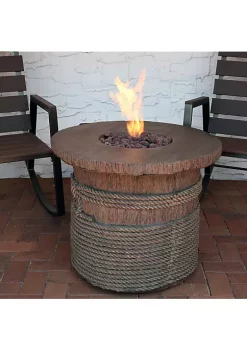 Coupon 😉 29 in Faux Rope Barrel Propane Gas Fire Pit Table with Lava Rocks by Sunnydaze Decor 🤩