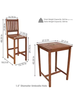 Coupon ✨ Meranti Wood 3-Piece Patio Bar Table and Chairs Set by Sunnydaze Decor 🥰 -Sunnydaze Decor Shop Belk 4688
