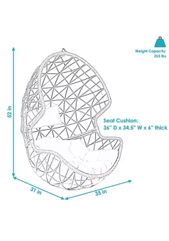 Best deal 🌟 Brown Resin Wicker Basket Hanging Egg Chair with Cushions - Gray by Sunnydaze Decor ✔️ -Sunnydaze Decor Shop Belk 4700