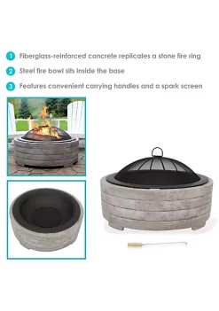 Cheapest 👍 35 in Faux Stone Fire Pit with Handles and Spark Screen by Sunnydaze Decor 😍 -Sunnydaze Decor Shop Belk 4705