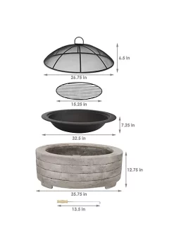 Cheapest 👍 35 in Faux Stone Fire Pit with Handles and Spark Screen by Sunnydaze Decor 😍 -Sunnydaze Decor Shop Belk 4706