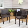 Promo 🤩 Illias Plastic Stackable Patio Armchair - Brown - Set of 4 by Sunnydaze Decor 👏 -Sunnydaze Decor Shop Belk 4726