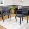 Best Sale 🌟 Illias Plastic Stackable Patio Armchair - Gray - Set of 4 by Sunnydaze Decor 🛒 -Sunnydaze Decor Shop Belk 4732