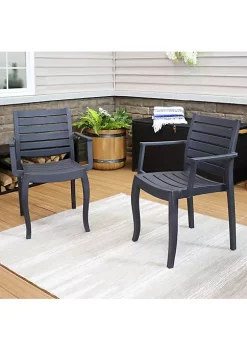 Best Sale 🌟 Illias Plastic Stackable Patio Armchair - Gray - Set of 4 by Sunnydaze Decor 🛒 -Sunnydaze Decor Shop Belk 4737
