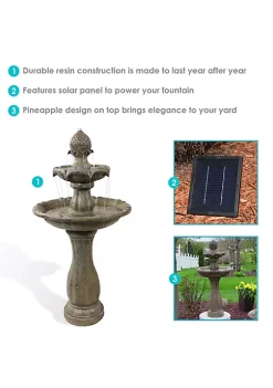 Flash Sale 🎉 Pineapple Outdoor 2-Tier Solar Fountain with Battery - Earth by Sunnydaze Decor ⌛ -Sunnydaze Decor Shop Belk 4746