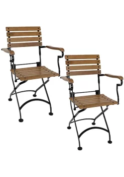 Best Sale ❤️ Essential Chestnut Folding Bistro Dining Armchair - Set of 2 by Sunnydaze Decor 🔥 -Sunnydaze Decor Shop Belk 4756