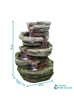 Best deal 😍 Lighted Cobblestone Waterfall Fountain with LED Lights - 31 in by Sunnydaze Decor 🌟 -Sunnydaze Decor Shop Belk 4771