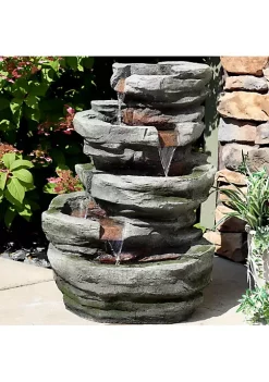 Best deal 😍 Lighted Cobblestone Waterfall Fountain with LED Lights - 31 in by Sunnydaze Decor 🌟 -Sunnydaze Decor Shop Belk 4772