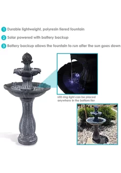 Deals 🤩 Arcade Resin Outdoor 2-Tier Solar Fountain with Battery - Black by Sunnydaze Decor 👏 -Sunnydaze Decor Shop Belk 4787