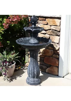 Deals 🤩 Arcade Resin Outdoor 2-Tier Solar Fountain with Battery - Black by Sunnydaze Decor 👏 -Sunnydaze Decor Shop Belk 4789