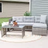 Best Sale 🌟 Longford Rattan Patio Low-Back Chaise Sectional Set - Stone Gray by Sunnydaze Decor 🥰 -Sunnydaze Decor Shop Belk 479