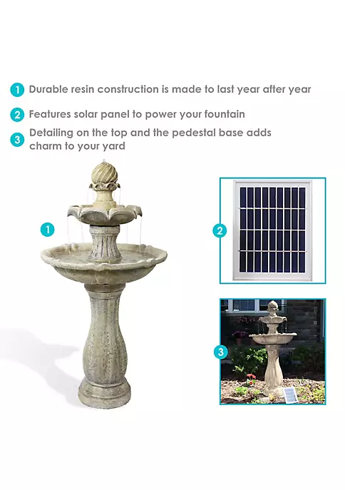 Flash Sale 🌟 Arcade Resin Outdoor 2-Tier Solar Fountain with Battery - Earth by Sunnydaze Decor ⌛ 6 Flash Sale 🌟 Arcade Resin Outdoor 2-Tier Solar Fountain with Battery - Earth by Sunnydaze Decor ⌛ - Image 4
