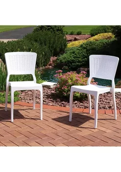 Top 10 ✨ Hewitt All-Weather Plastic Patio Dining Chair - White - Set of 4 by Sunnydaze Decor 👏