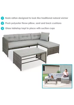 Best Sale 🌟 Longford Rattan Patio Low-Back Chaise Sectional Set - Stone Gray by Sunnydaze Decor 🥰 -Sunnydaze Decor Shop Belk 482