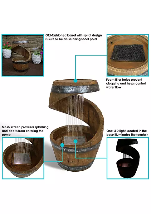 Hot Sale ๐งจ Spiraling Barrel Outdoor Water Fountain with LED Lights - 25 in by Sunnydaze Decor ๐ฏ 6 Hot Sale ๐งจ Spiraling Barrel Outdoor Water Fountain with LED Lights - 25 in by Sunnydaze Decor ๐ฏ - Image 4