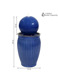 Best deal 🥰 Orb on Pedestal Ceramic Water Fountain with LED Lights - 29 in by Sunnydaze Decor ✨ -Sunnydaze Decor Shop Belk 4845