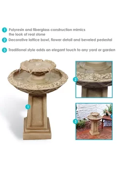Cheapest 🧨 Beveled Flower Polyresin Outdoor 2-Tier Bird Bath Fountain by Sunnydaze Decor ❤️ -Sunnydaze Decor Shop Belk 4850