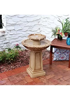Cheapest 🧨 Beveled Flower Polyresin Outdoor 2-Tier Bird Bath Fountain by Sunnydaze Decor ❤️ -Sunnydaze Decor Shop Belk 4852