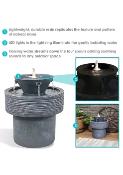 Top 10 ⌛ Tranquil Streams Resin Outdoor 2-Tier Water Fountain with Lights by Sunnydaze Decor ⭐ -Sunnydaze Decor Shop Belk 4856