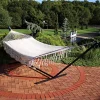 New 😉 2-Person Cotton/Nylon Hammock with Steel Stand and Fringe - White by Sunnydaze Decor 🧨 -Sunnydaze Decor Shop Belk 4867