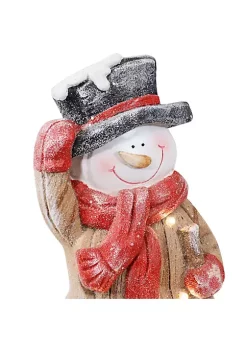 Budget 🤩 Harold the Happy Snowman Lighted Ceramic Statue - 15.5" by Sunnydaze Decor ❤️ -Sunnydaze Decor Shop Belk 487