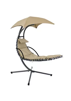 Cheapest ✔️ Floating Lounge Chair with Umbrella/Cushion and Stand - Beige by Sunnydaze Decor 🛒 -Sunnydaze Decor Shop Belk 4873