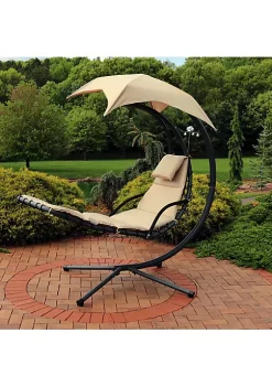 Cheapest ✔️ Floating Lounge Chair with Umbrella/Cushion and Stand - Beige by Sunnydaze Decor 🛒 -Sunnydaze Decor Shop Belk 4876