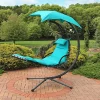 Wholesale 🧨 Floating Lounge Chair with Umbrella and Curved Steel Stand - Teal by Sunnydaze Decor 🎉 -Sunnydaze Decor Shop Belk 4877
